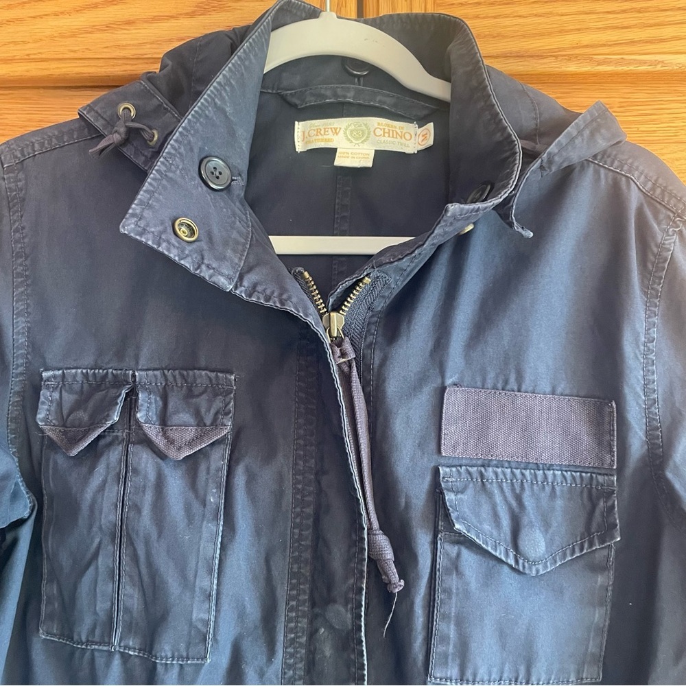 J.Crew chino Navy Hooded Jacket womens size medium - Picture 2 of 7